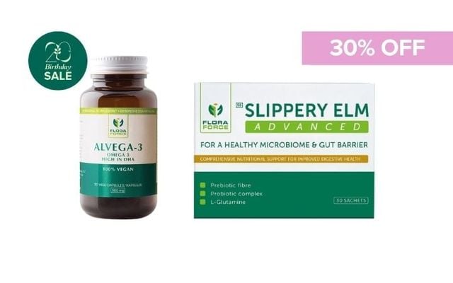 30% Off Flora Force Slippery Elm Advanced & Alvega-3 Omega 3 30's Cover Image